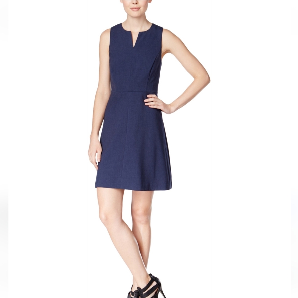 Kensie Women's Blue‎ A-Line Fit & Flare Sleeveless Zip Up Dress Medium